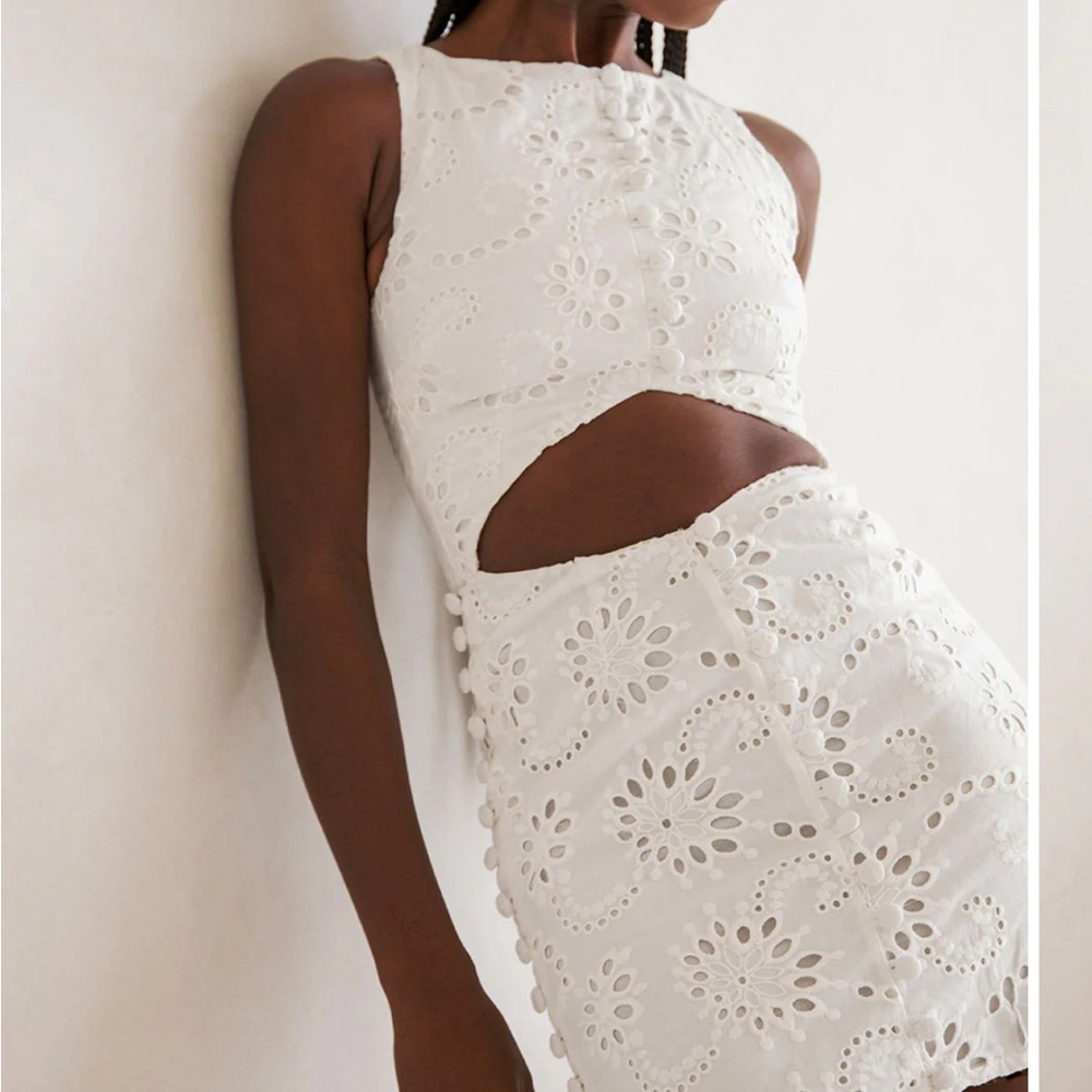 Sabo Marsielle White Eyelet Cutout Mini Dress